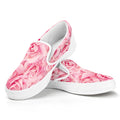 Pink Rose Print White Slip On Sneakers