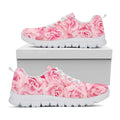 Pink Rose Print White Running Shoes