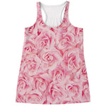 Pink Rose Print Women's Racerback Tank Top