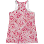 Pink Rose Print Women's Racerback Tank Top