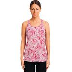 Pink Rose Print Women's Racerback Tank Top