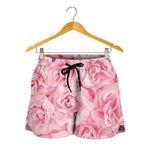 Pink Rose Print Women's Shorts