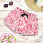 Pink Rose Print Women's Shorts