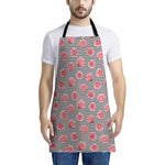 Pink Rose Zigzag Pattern Print Apron