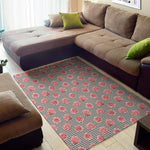 Pink Rose Zigzag Pattern Print Area Rug