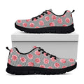 Pink Rose Zigzag Pattern Print Black Running Shoes