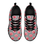 Pink Rose Zigzag Pattern Print Black Sneakers
