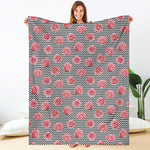 Pink Rose Zigzag Pattern Print Blanket