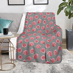 Pink Rose Zigzag Pattern Print Blanket