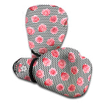 Pink Rose Zigzag Pattern Print Boxing Gloves
