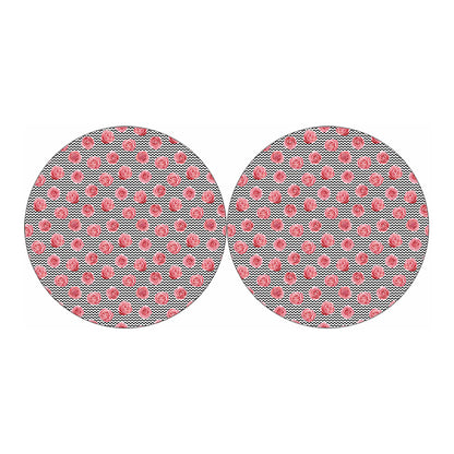 Pink Rose Zigzag Pattern Print Car Coasters