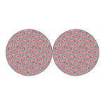 Pink Rose Zigzag Pattern Print Car Coasters