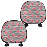 Pink Rose Zigzag Pattern Print Car Headrest Covers