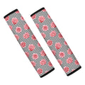 Pink Rose Zigzag Pattern Print Car Seat Belt Covers