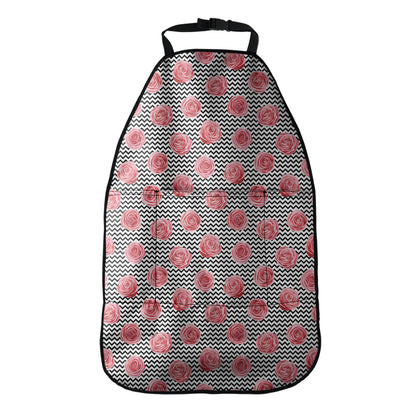 Pink Rose Zigzag Pattern Print Car Seat Organizers