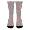 Pink Rose Zigzag Pattern Print Crew Socks