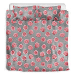 Pink Rose Zigzag Pattern Print Duvet Cover Bedding Set
