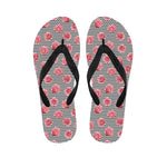 Pink Rose Zigzag Pattern Print Flip Flops