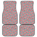 Pink Rose Zigzag Pattern Print Front and Back Car Floor Mats