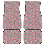 Pink Rose Zigzag Pattern Print Front and Back Car Floor Mats