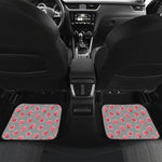 Pink Rose Zigzag Pattern Print Front and Back Car Floor Mats