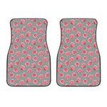 Pink Rose Zigzag Pattern Print Front Car Floor Mats
