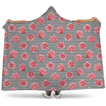 Pink Rose Zigzag Pattern Print Hooded Blanket