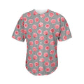 Pink Rose Zigzag Pattern Print Men's Baseball Jersey