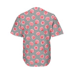 Pink Rose Zigzag Pattern Print Men's Baseball Jersey