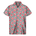 Pink Rose Zigzag Pattern Print Men's Short Sleeve Shirt