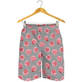 Pink Rose Zigzag Pattern Print Men's Shorts