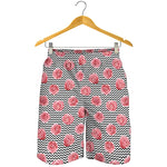 Pink Rose Zigzag Pattern Print Men's Shorts
