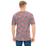 Pink Rose Zigzag Pattern Print Men's T-Shirt