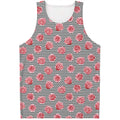 Pink Rose Zigzag Pattern Print Men's Tank Top