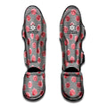 Pink Rose Zigzag Pattern Print Muay Thai Shin Guards