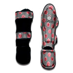 Pink Rose Zigzag Pattern Print Muay Thai Shin Guard