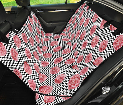 Pink Rose Zigzag Pattern Print Pet Car Back Seat Cover