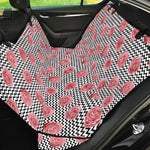 Pink Rose Zigzag Pattern Print Pet Car Back Seat Cover