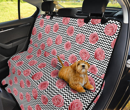 Pink Rose Zigzag Pattern Print Pet Car Back Seat Cover