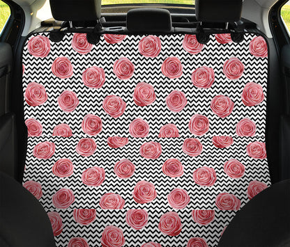 Pink Rose Zigzag Pattern Print Pet Car Back Seat Cover