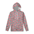 Pink Rose Zigzag Pattern Print Pullover Hoodie
