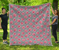 Pink Rose Zigzag Pattern Print Quilt