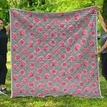 Pink Rose Zigzag Pattern Print Quilt