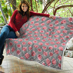 Pink Rose Zigzag Pattern Print Quilt