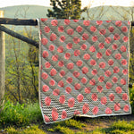 Pink Rose Zigzag Pattern Print Quilt