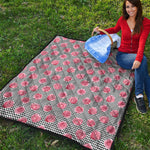 Pink Rose Zigzag Pattern Print Quilt
