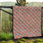 Pink Rose Zigzag Pattern Print Quilt