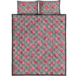 Pink Rose Zigzag Pattern Print Quilt Bed Set
