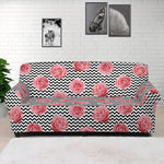 Pink Rose Zigzag Pattern Print Sofa Cover