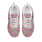 Pink Rose Zigzag Pattern Print White Sneakers